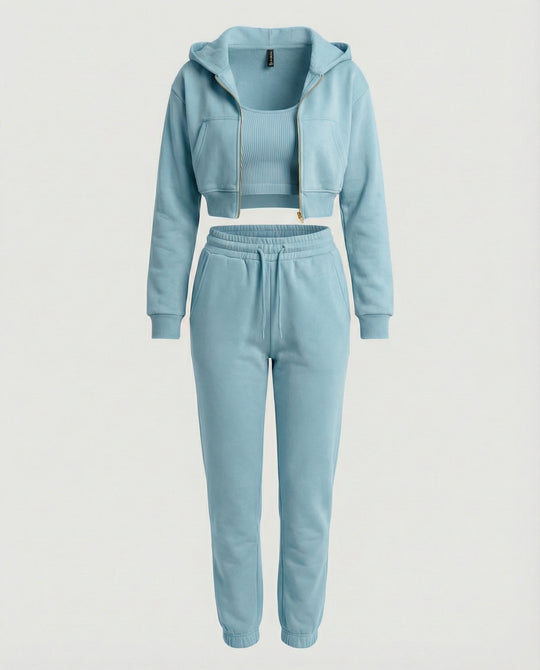 Jogginganzug Damen Lounge-Set mit Cropped Hoodie