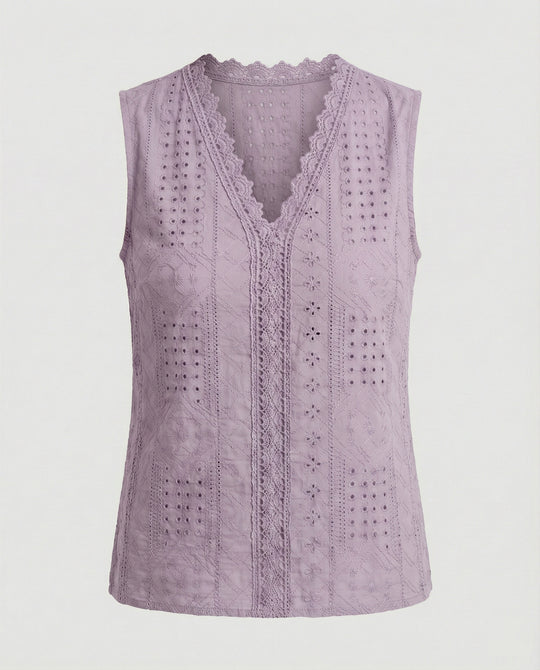 Damen Baumwolltop mit Lochstickerei R&B