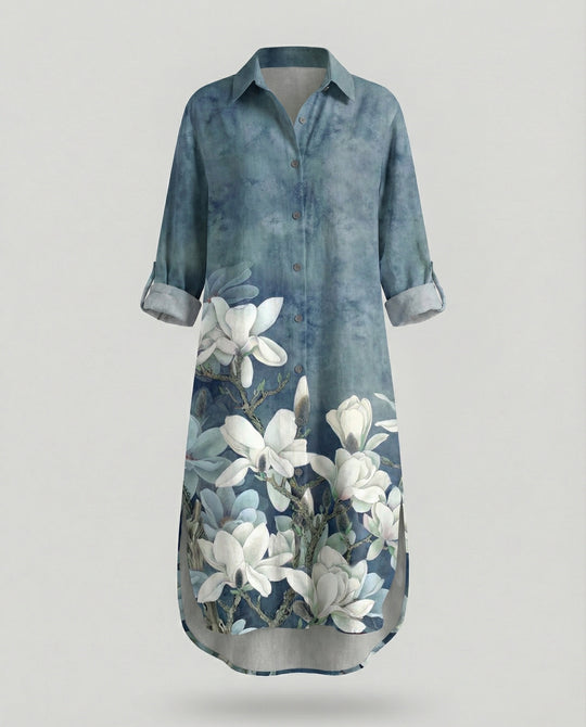 Damen Kaftan Kleid lang Seidenoptik