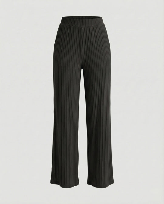 Damen elegante weit geschnittene Sommerhose mit feiner Rippstruktur R&B