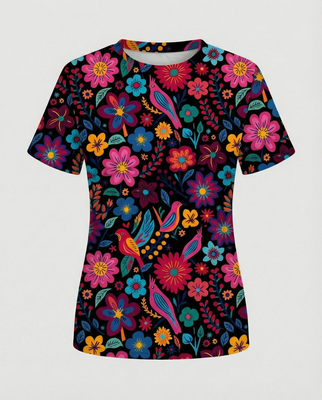 Kurzarmshirt Damen Mit Blumenprint