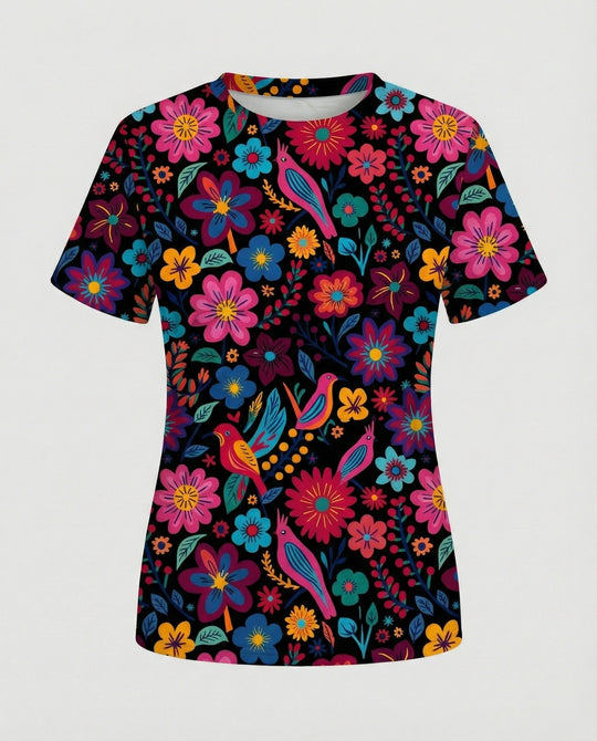 Kurzarmshirt Damen Mit Blumenprint