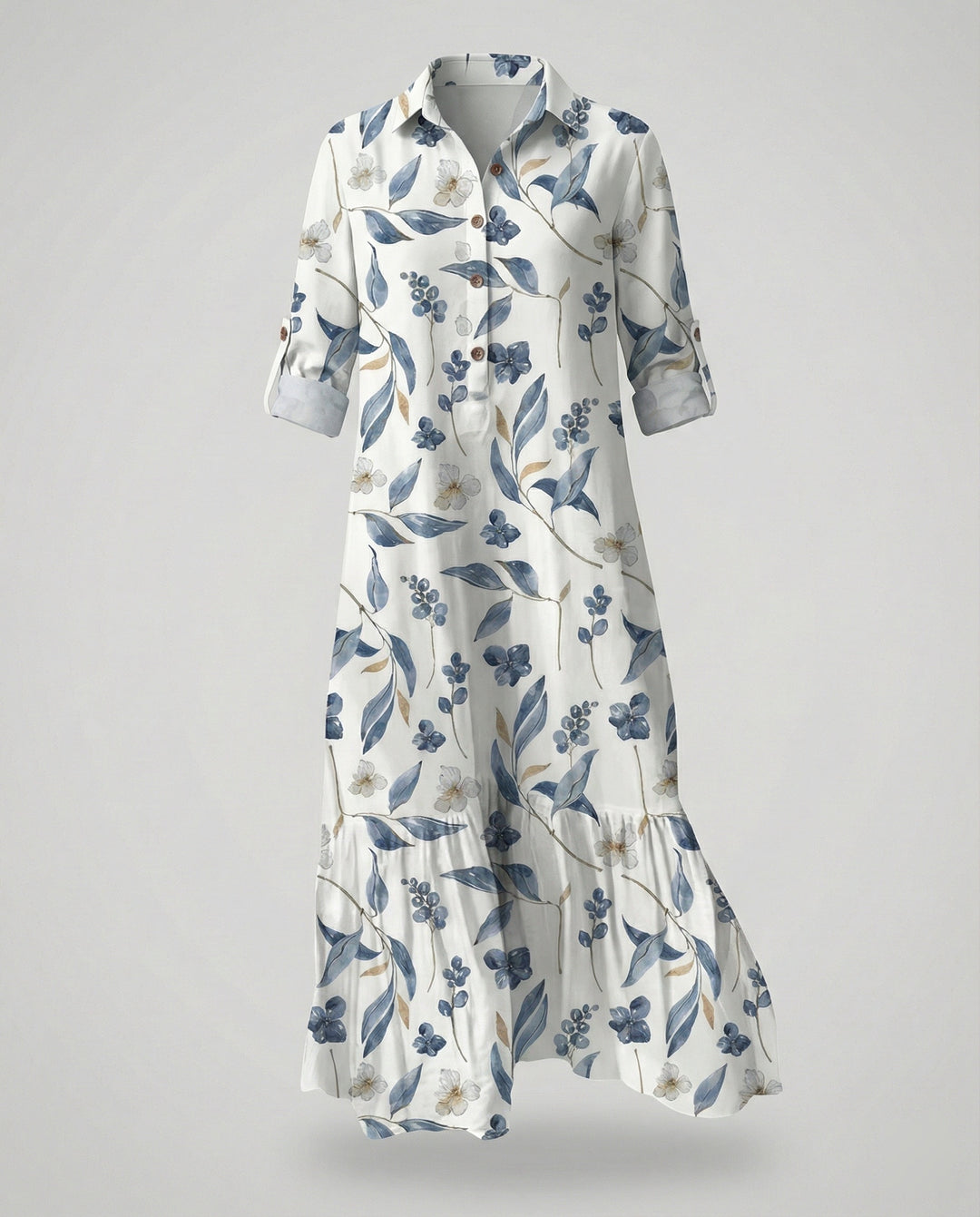 Damen Hemdblusenkleid mit Volant