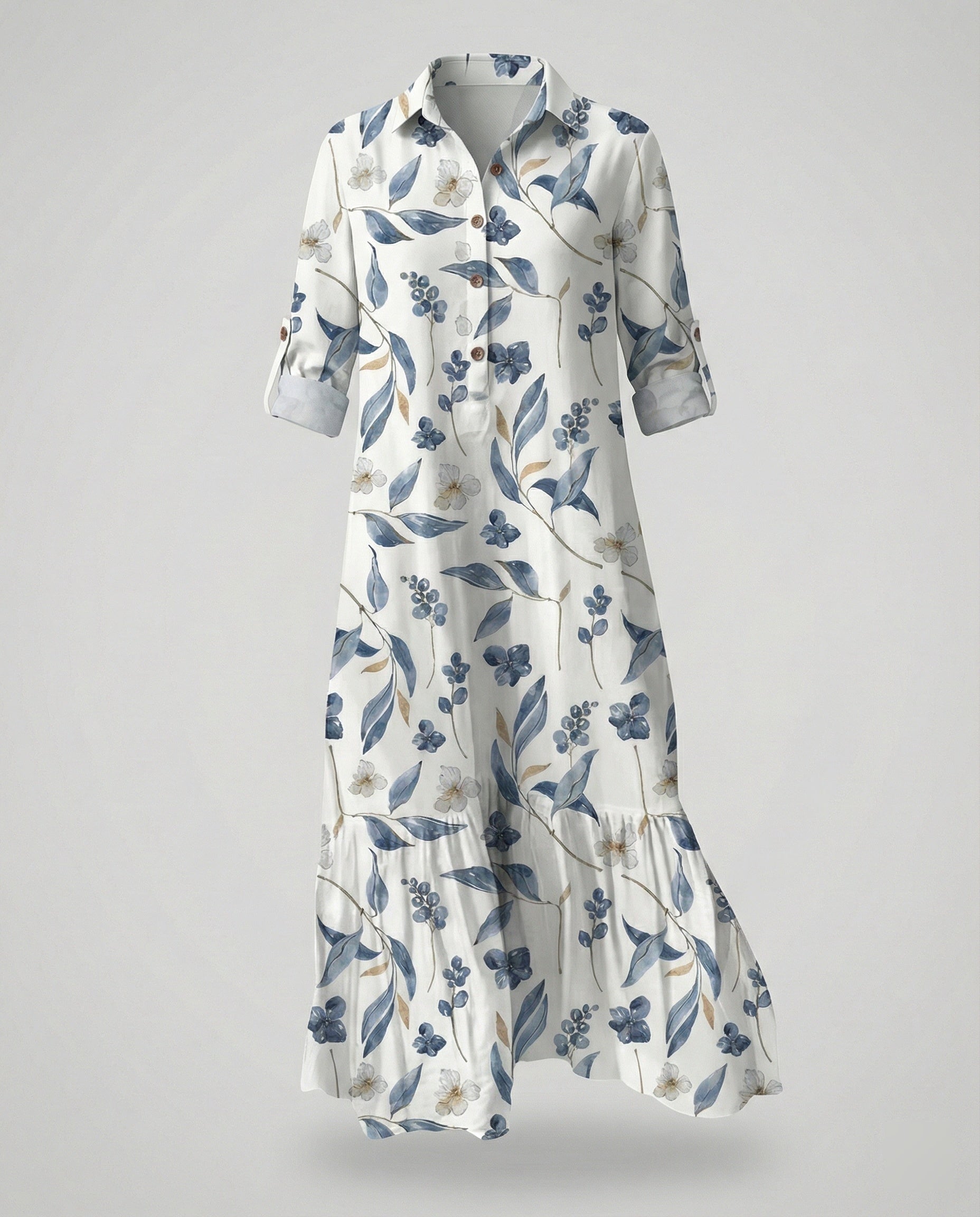 Damen Hemdblusenkleid mit Volant