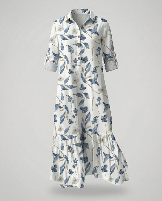 Damen Hemdblusenkleid mit Volant