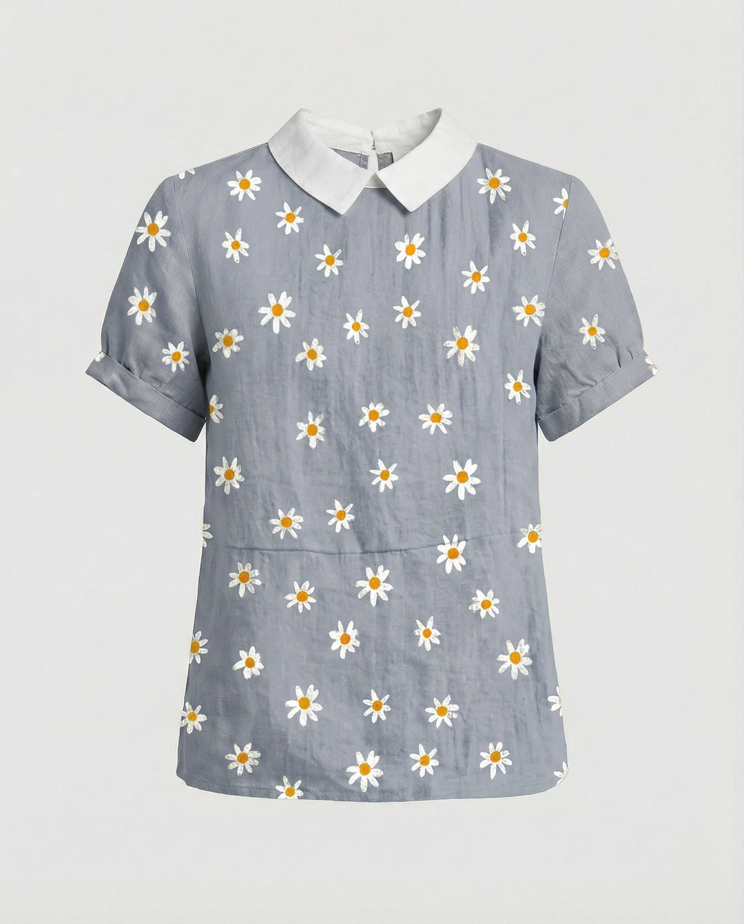 Damen Bluse Leinen Peter Pan Kragen
