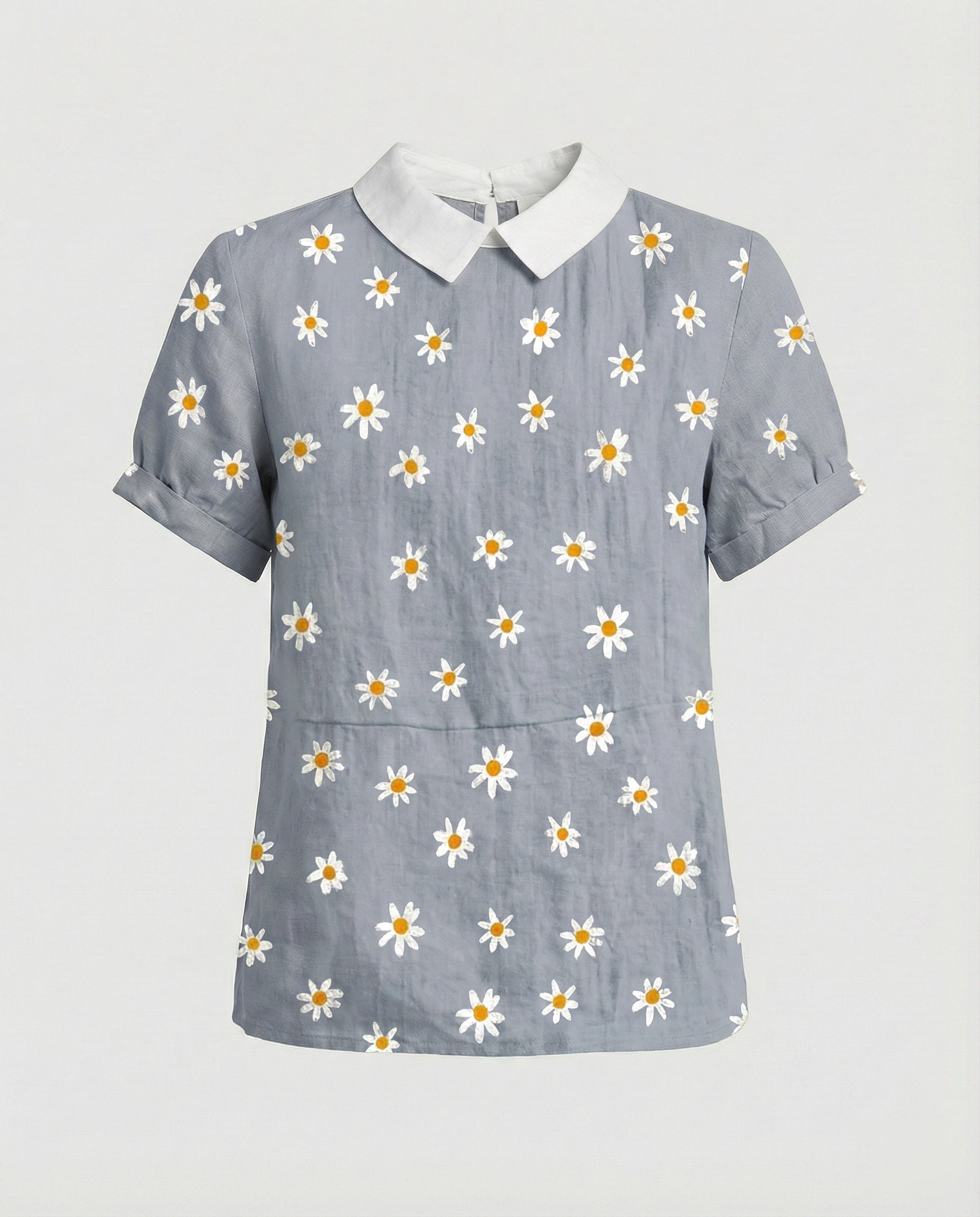 Damen Bluse Leinen Peter Pan Kragen