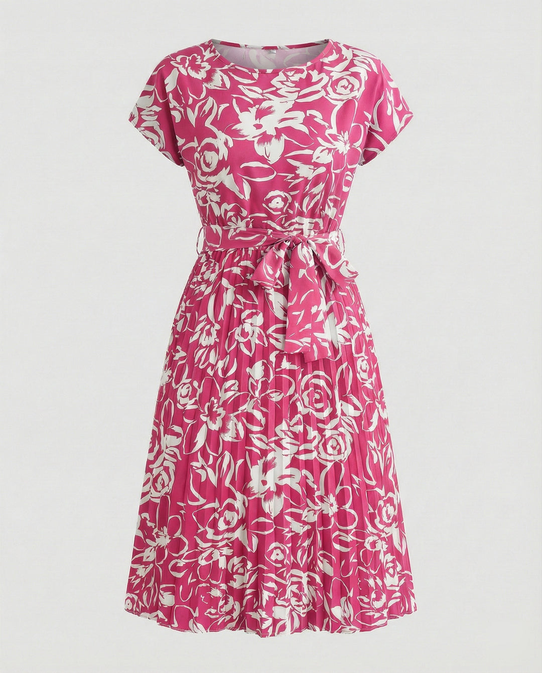 Damen Kleid mit floralem Muster und Bindegürtel