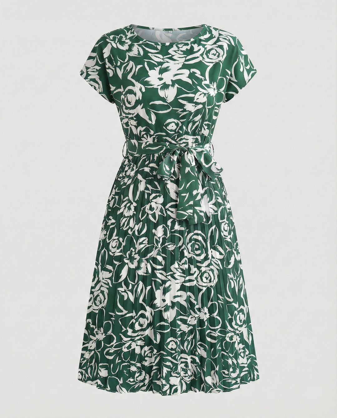 Damen Kleid mit floralem Muster und Bindegürtel