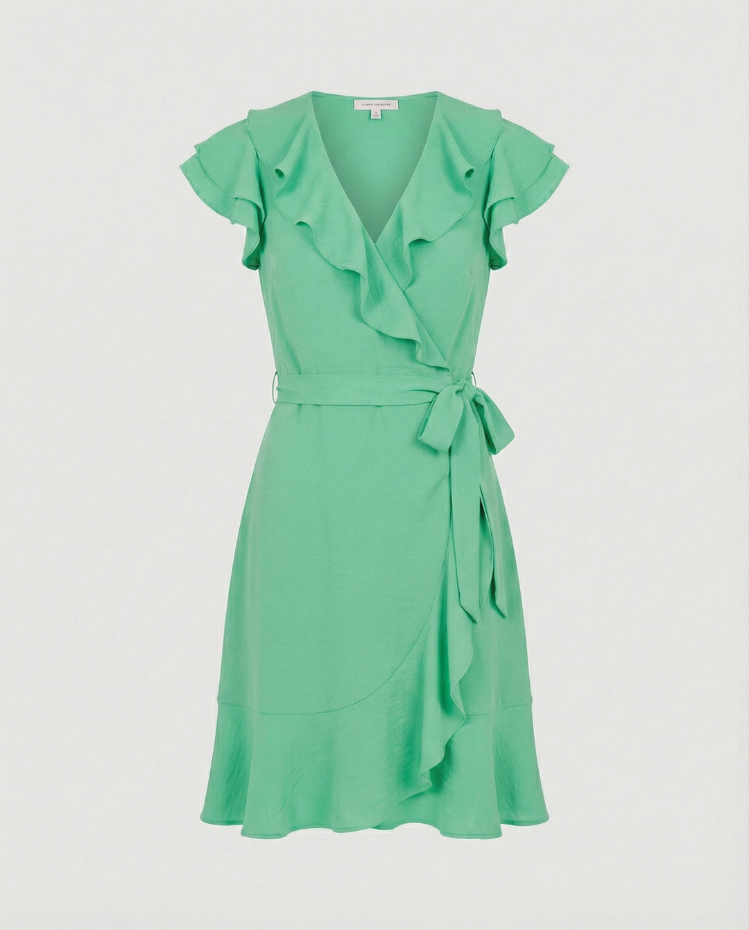 Damen Wickelkleid mit voluminösen Rüschendetails und Taillengürtel R&B
