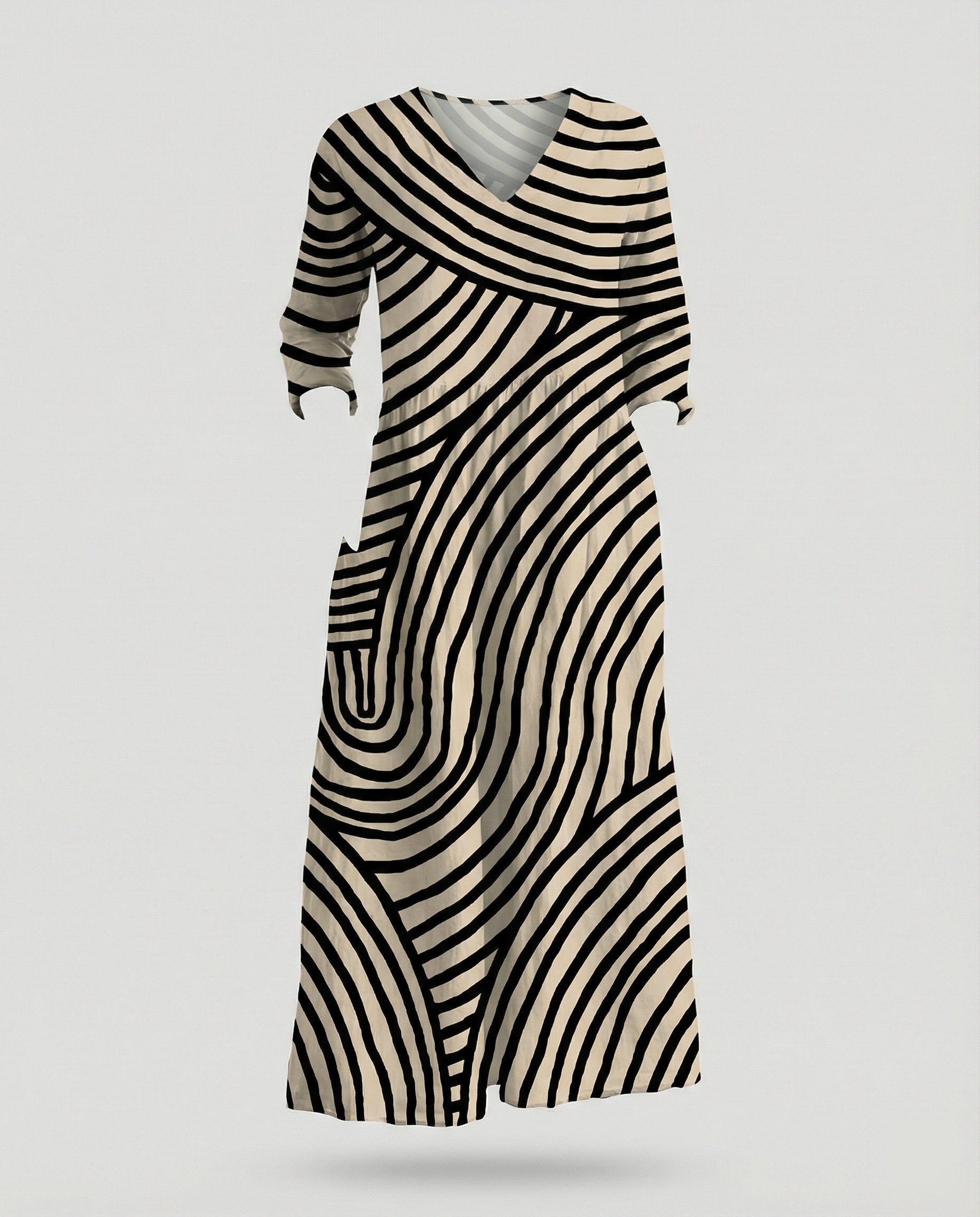 Damen Boho Maxikleid Sommer Leinenoptik