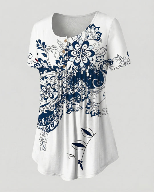 Damen Tunika Damen U-Ausschnitt Print
