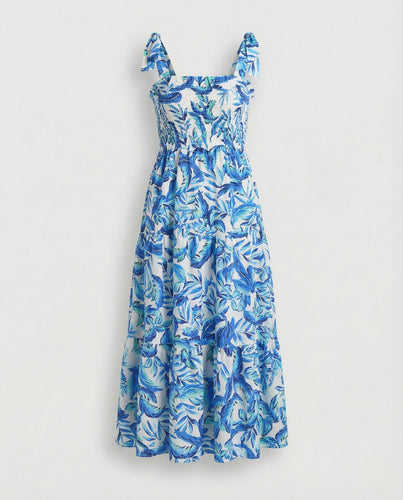 Damen Maxikleid Sommer mit Stufenrock