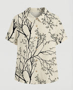 Damen Bluse Leinen Peter Pan Kragen