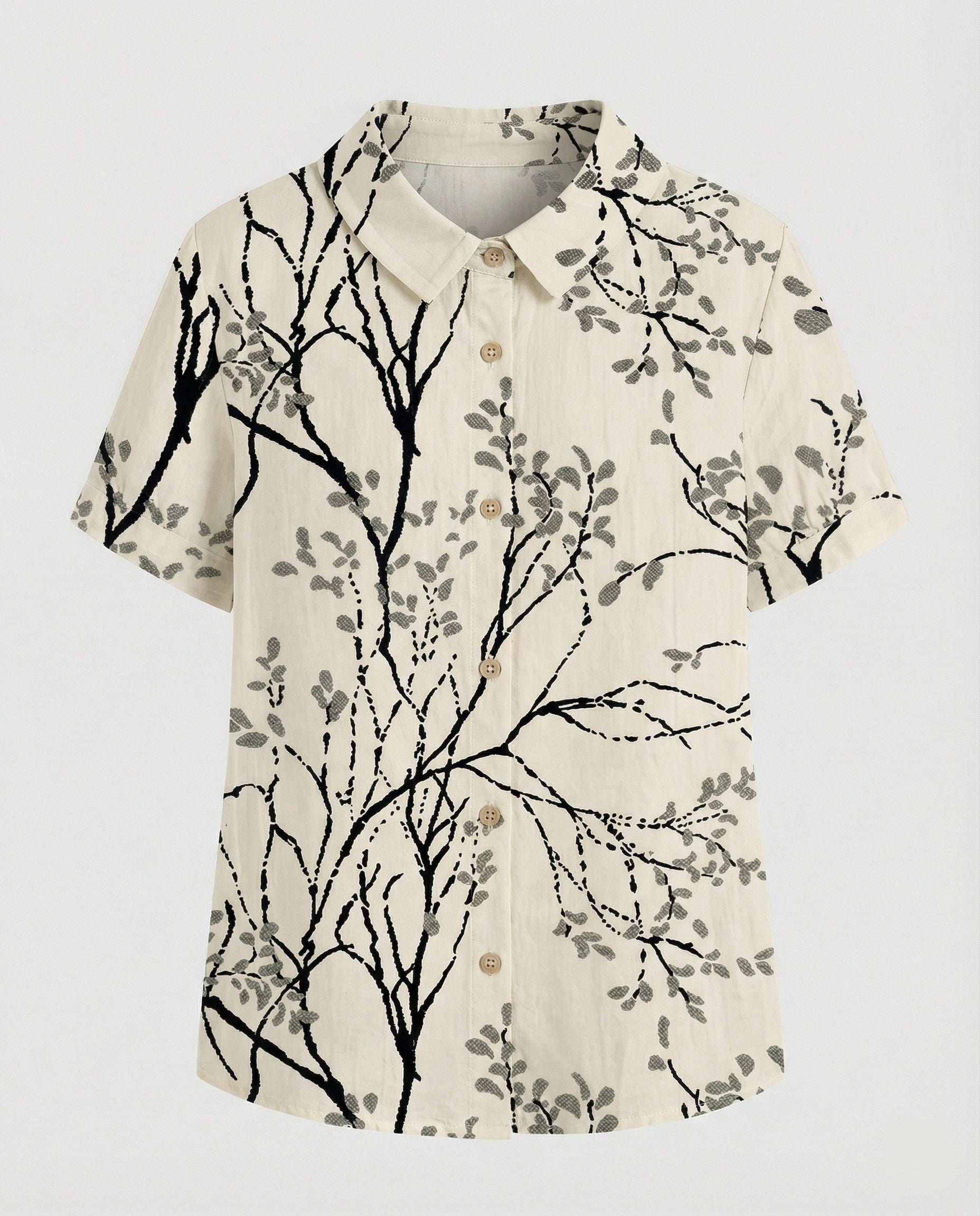 Damen Bluse Leinen Peter Pan Kragen