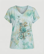 Blusen Tunika V-Ausschnitt Damen Floral