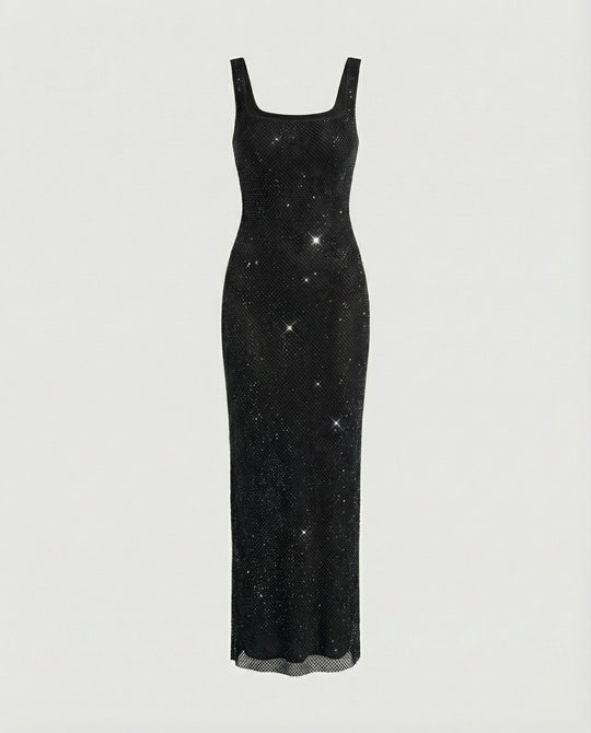 Damen funkelndes Abendkleid aus Netzstoff