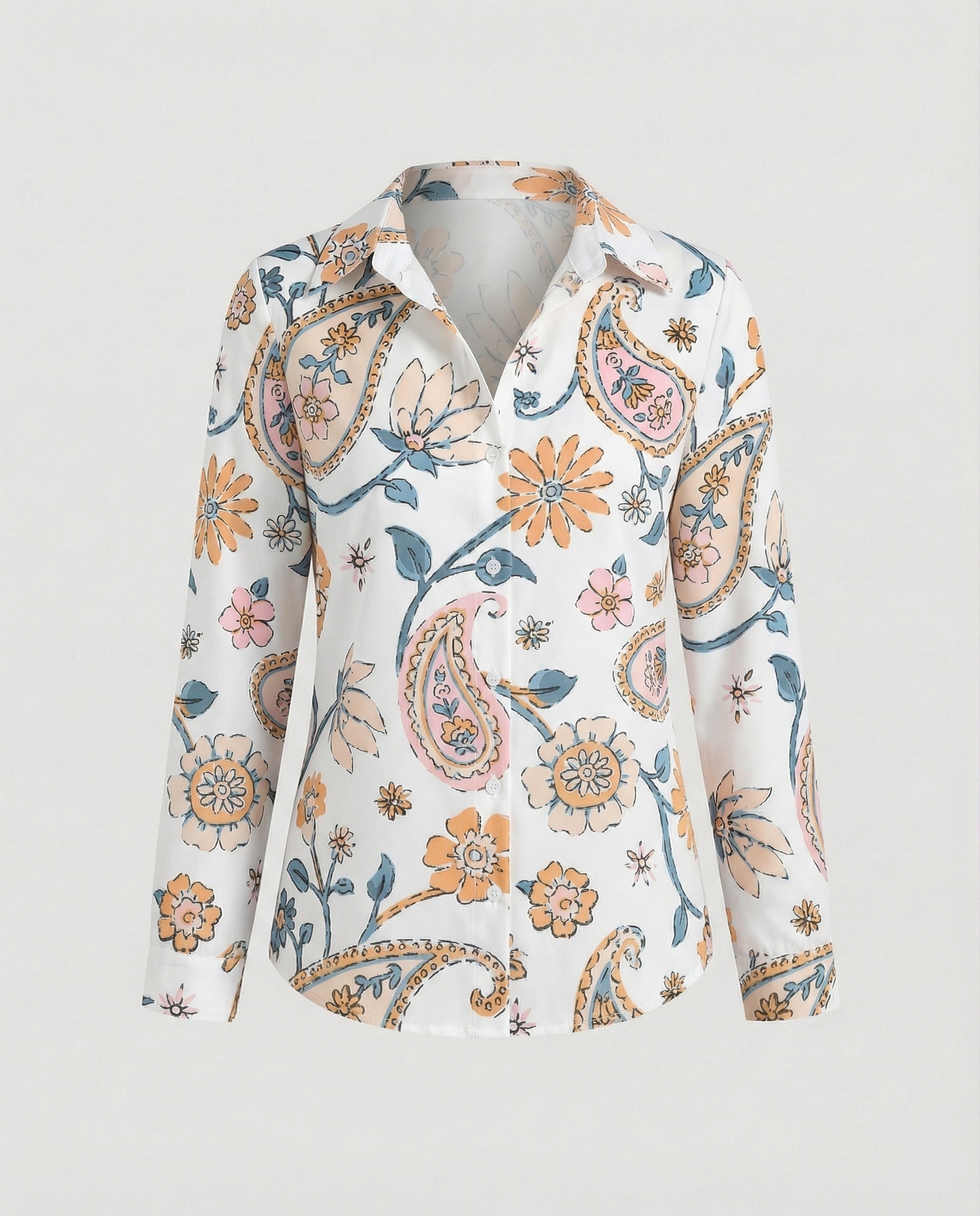 Hemdbluse Seidenoptik Damen Floral