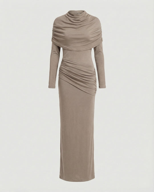 Damen Maxikleid mit Drapierung