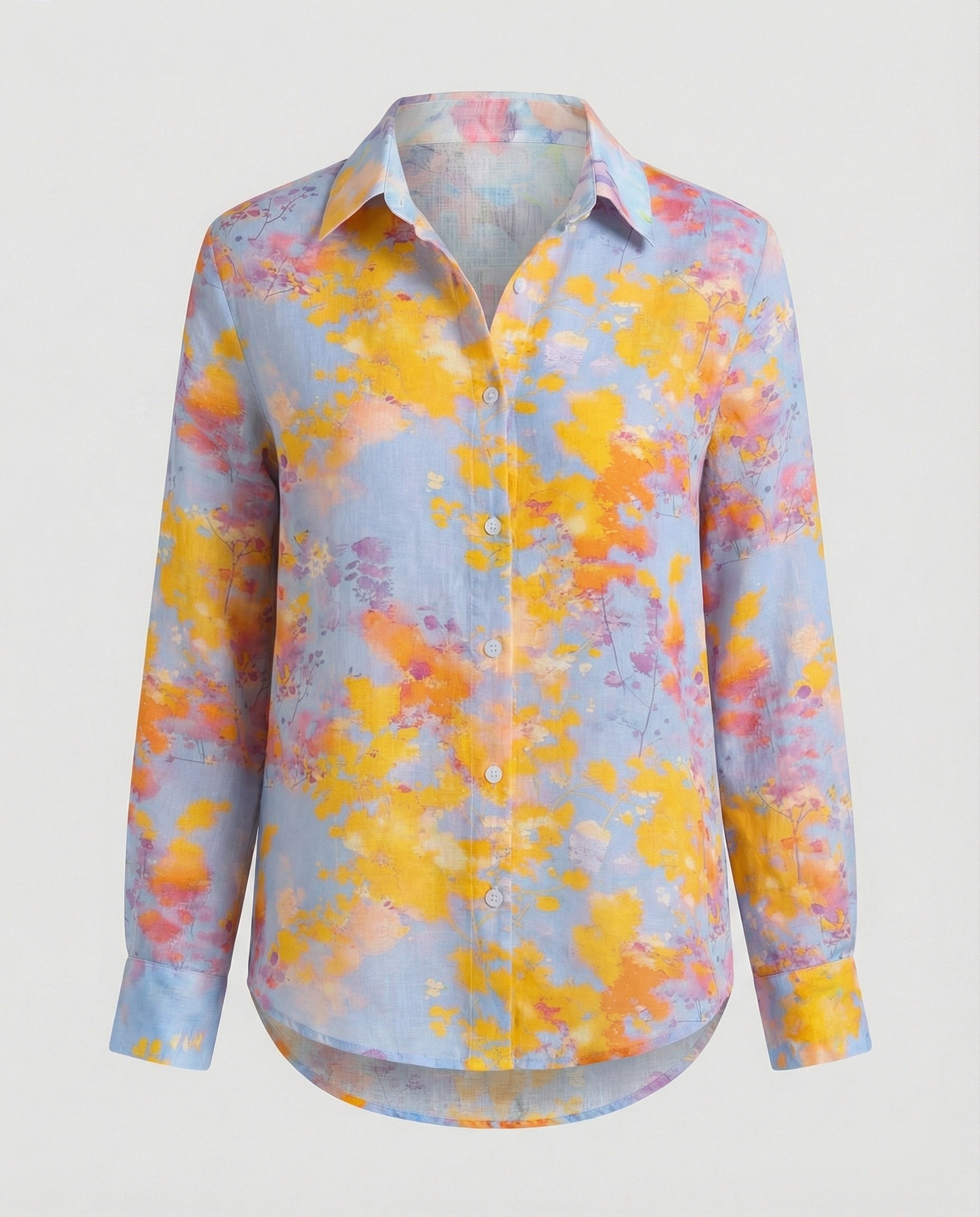 Leichte Hemdbluse Damen Aquarell Blumen