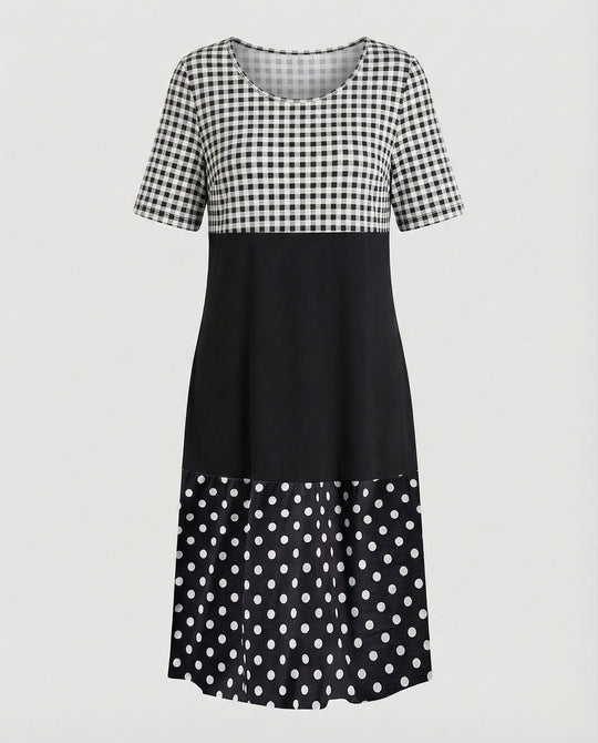 Damen Midikleid A-Linie Freizeitkleid