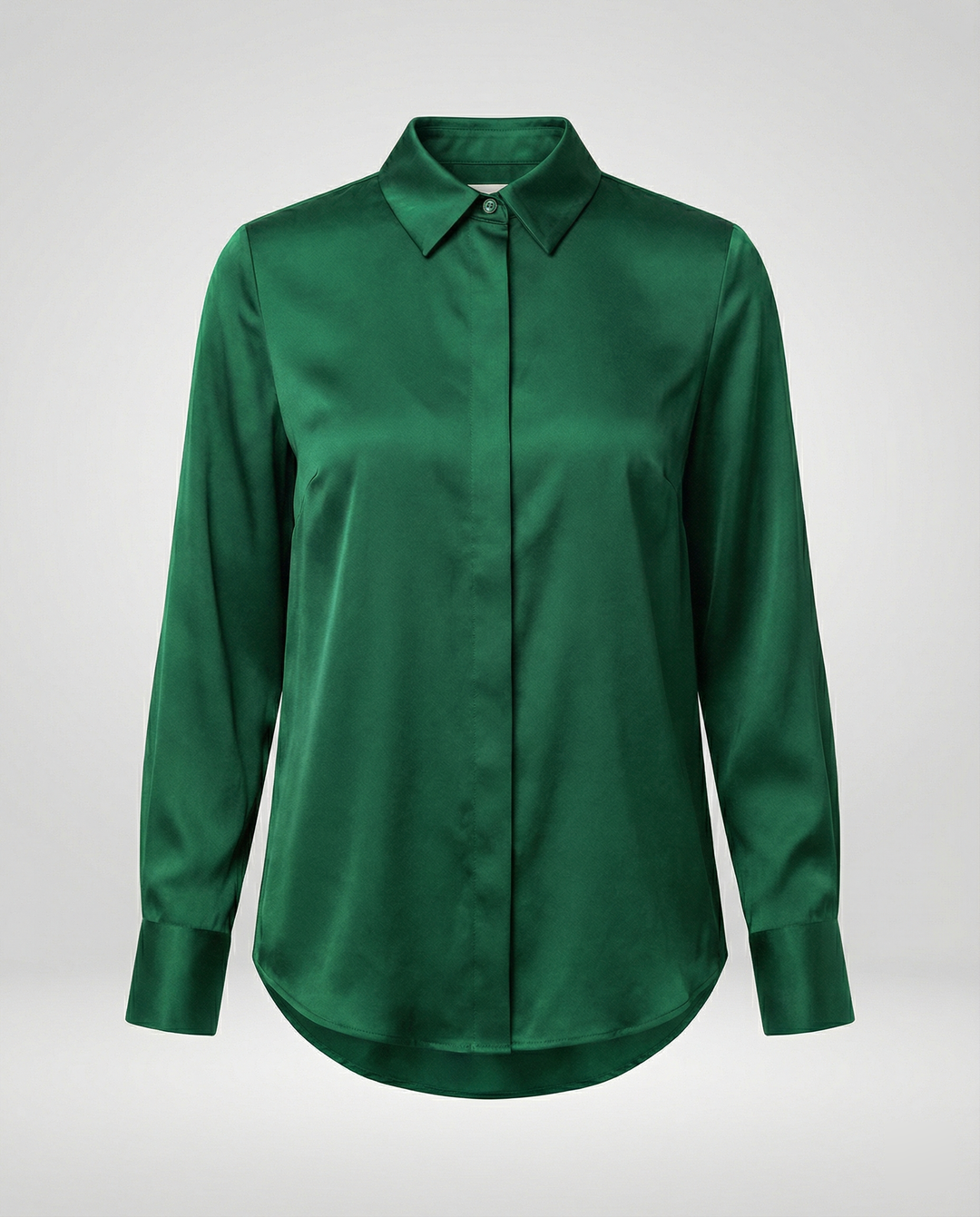 Damen elegante Satinbluse mit klassischem Kragen und zeitlosem Schnitt R&B
