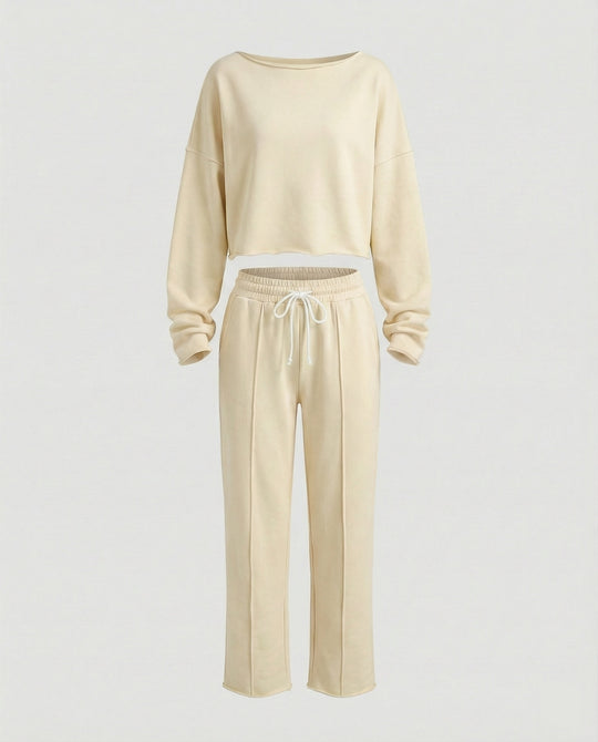 Damen Casual Sweatshirt und weit geschnittene Hose Set R&B