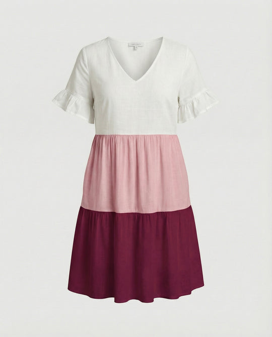 Damen Sommerkleid Midikleid Volant