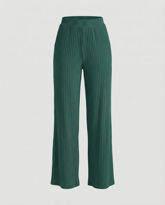 Damen elegante weit geschnittene Sommerhose mit feiner Rippstruktur R&B