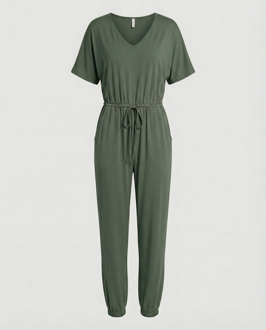 Damen Leichter Jumpsuit mit lockerer Passform und variabler Taille R&B