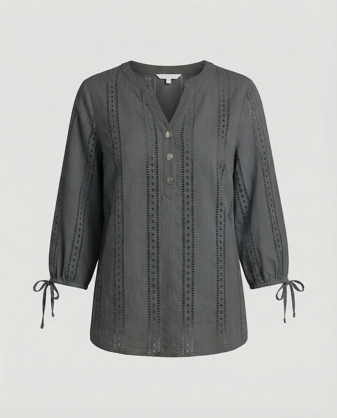 Damen Modisches Blusenshirt mit Spitzendetails und Knopfleiste R&B