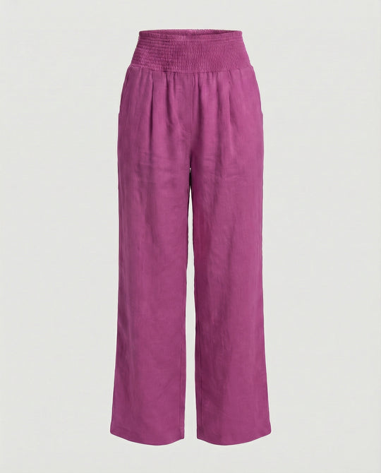 Damen Luftige Leinenhose mit elastischem Bund und Weitschnitt R&B