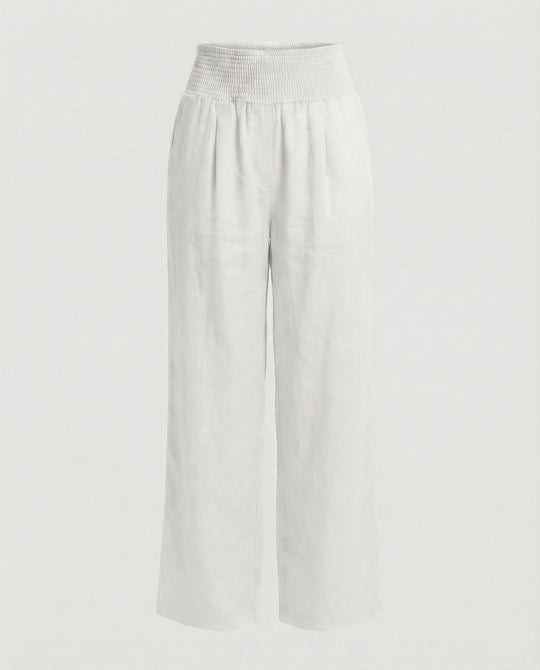 Damen Luftige Leinenhose mit elastischem Bund und Weitschnitt R&B
