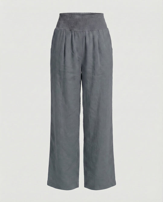 Damen Luftige Leinenhose mit elastischem Bund und Weitschnitt R&B