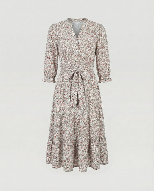 Damen Midikleid Sommer mit Volant