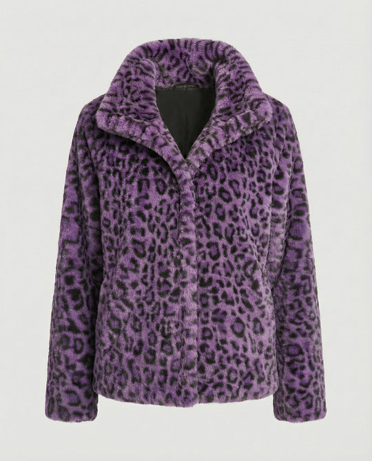 R&B | Mantel - Kunstpelz - Oversized Fit - Reverskragen - Leopardenprint