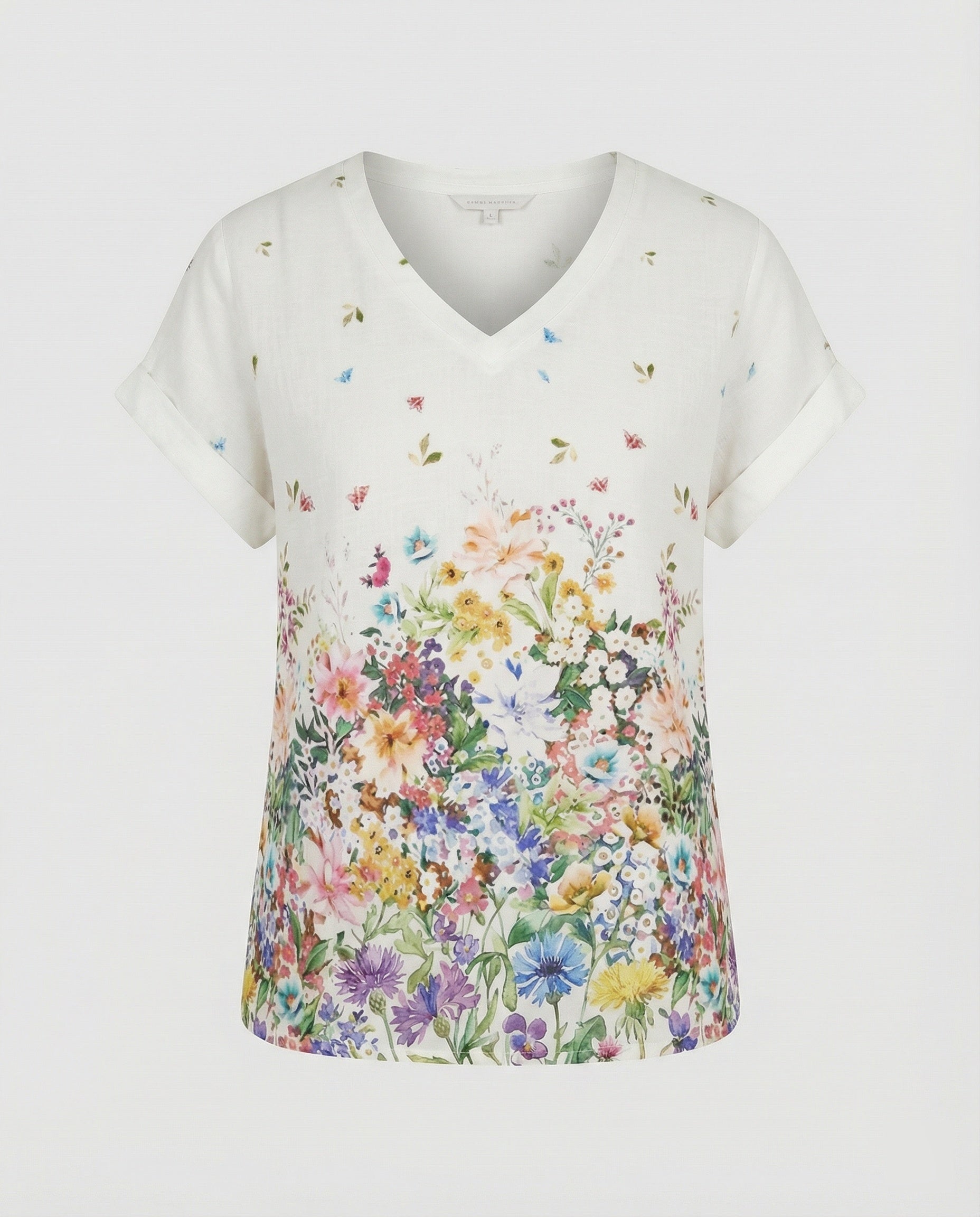 V-Ausschnitt Bluse Leinenoptik Damen