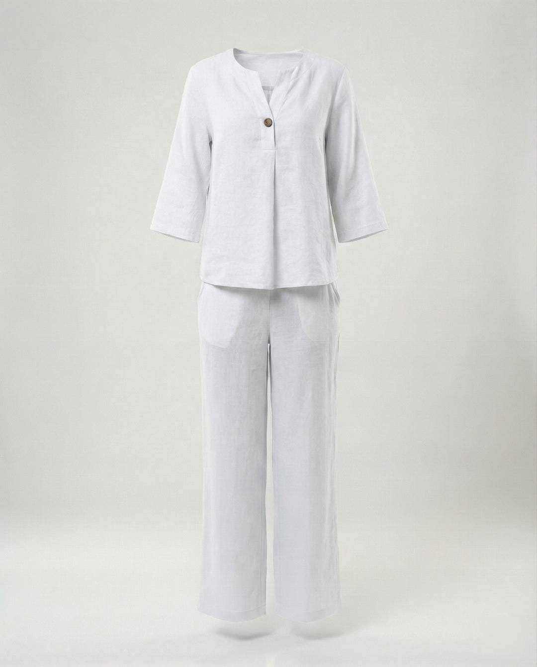Damen leichte Leinenbluse mit Knopfdetails