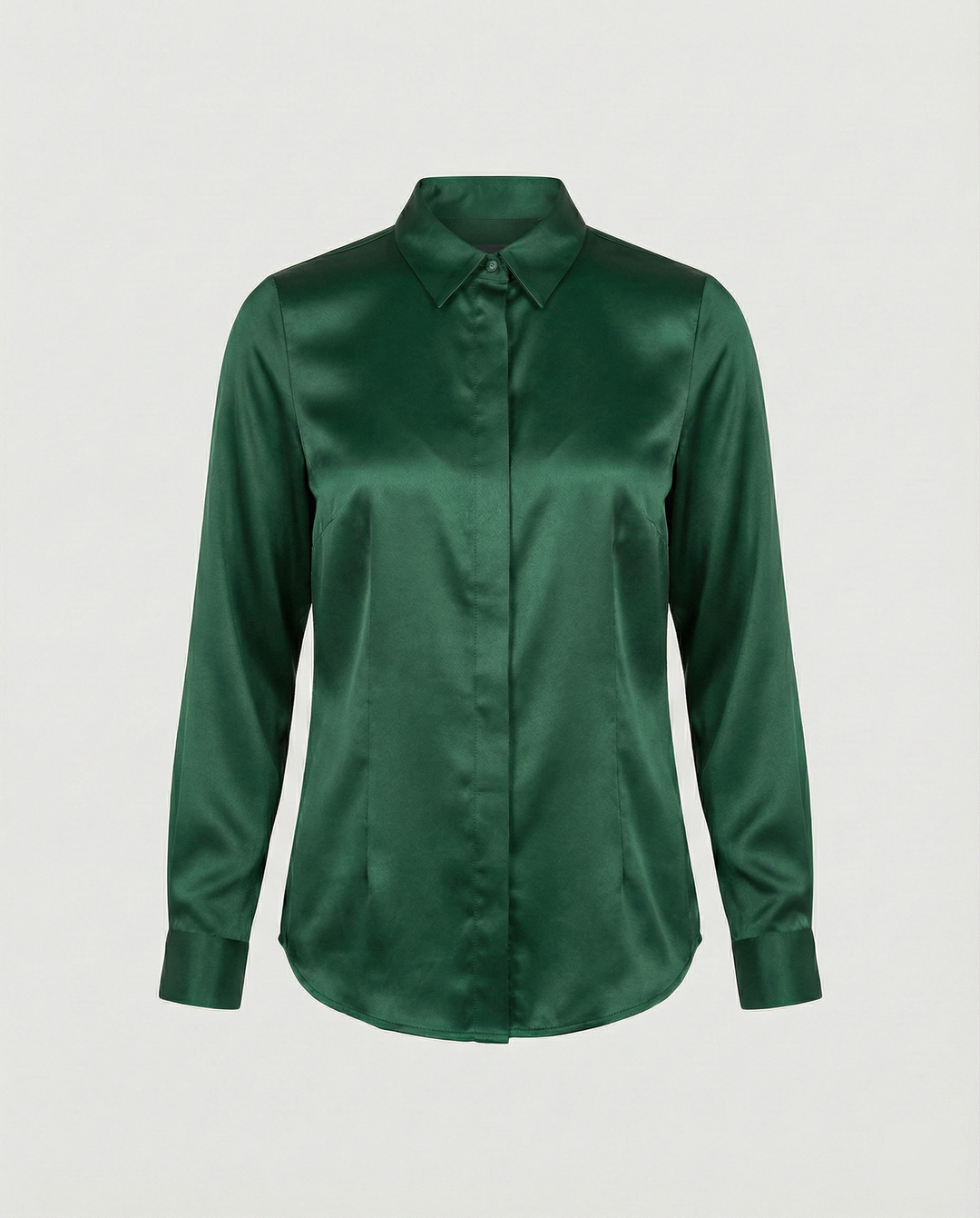 Damen Satin-Bluse mit klassischem Kragen R&B