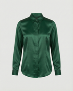 Damen Satin-Bluse mit klassischem Kragen R&B