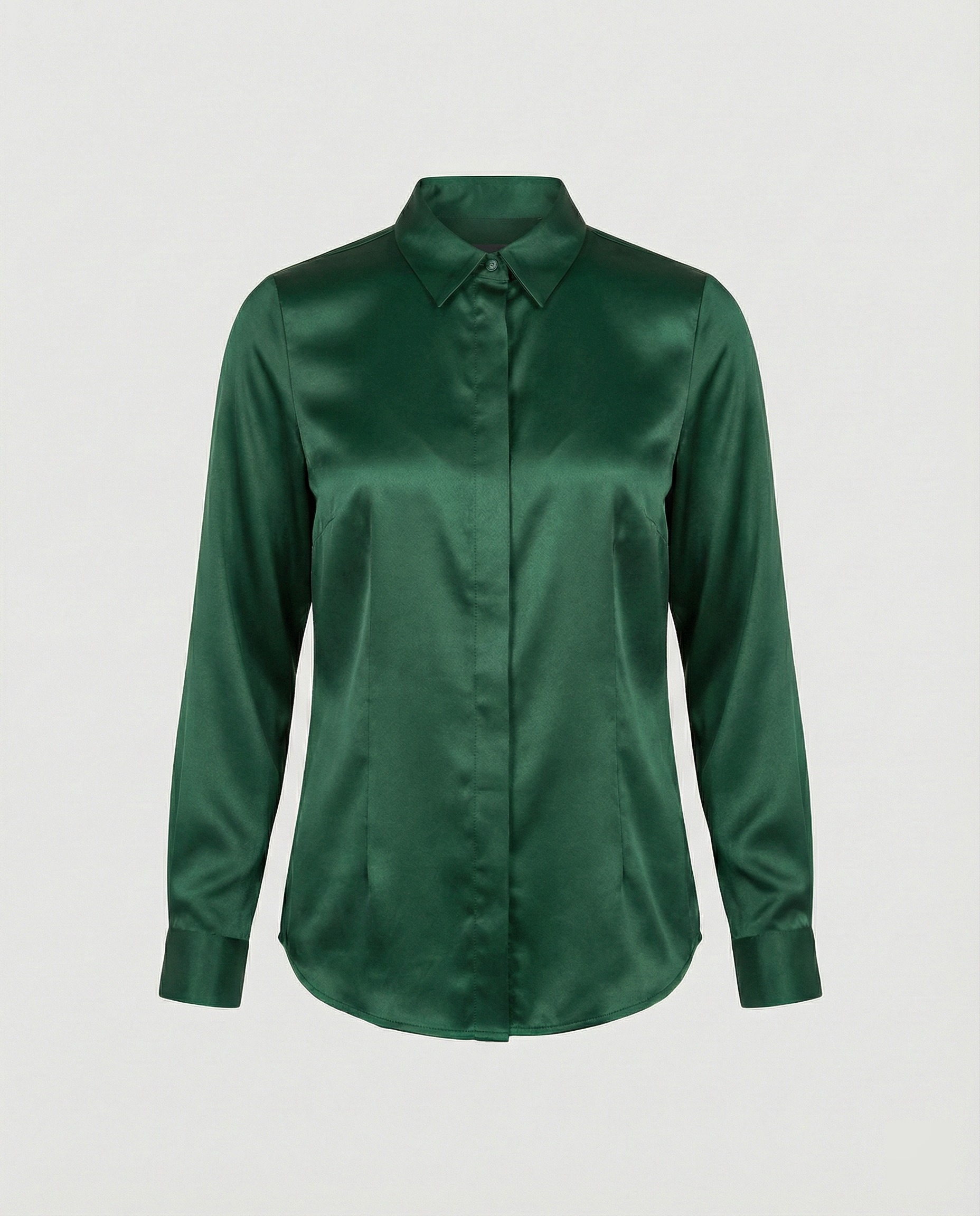 Damen Satin-Bluse mit klassischem Kragen R&B