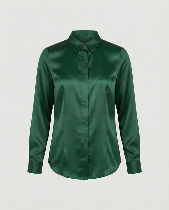 Damen Satin-Bluse mit klassischem Kragen R&B