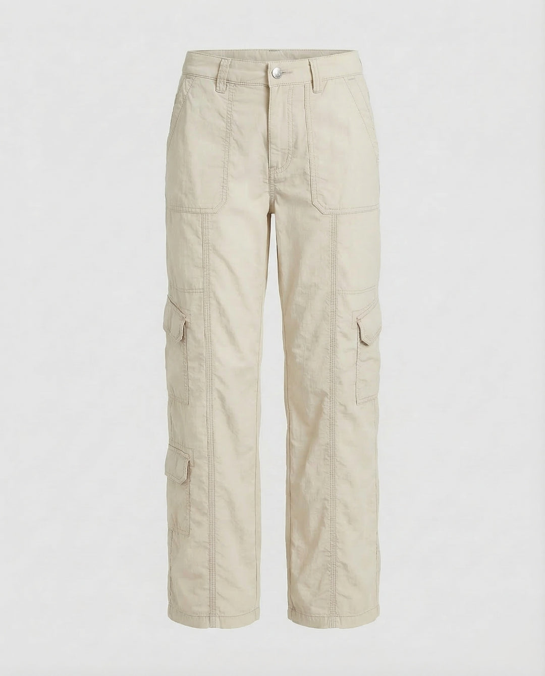 Damen Tief sitzende Cargohose Ziernähte