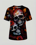 Kurzarmshirt Totenkopf Print Damen