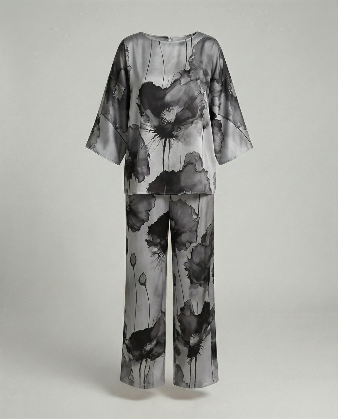 Damen Zweiteiler Set Satin Kimono