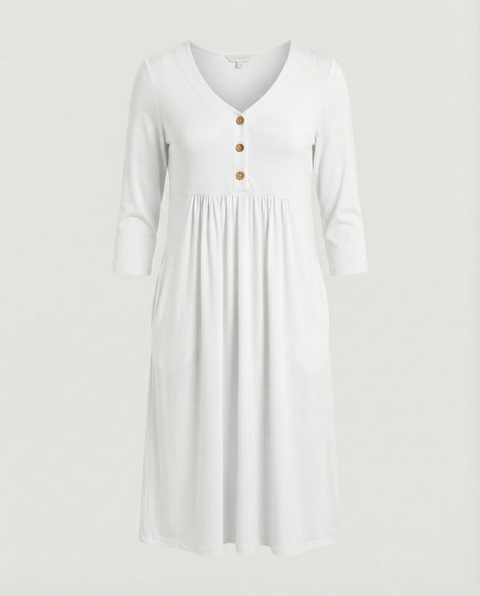 Damen Midikleid Empire V-Ausschnitt