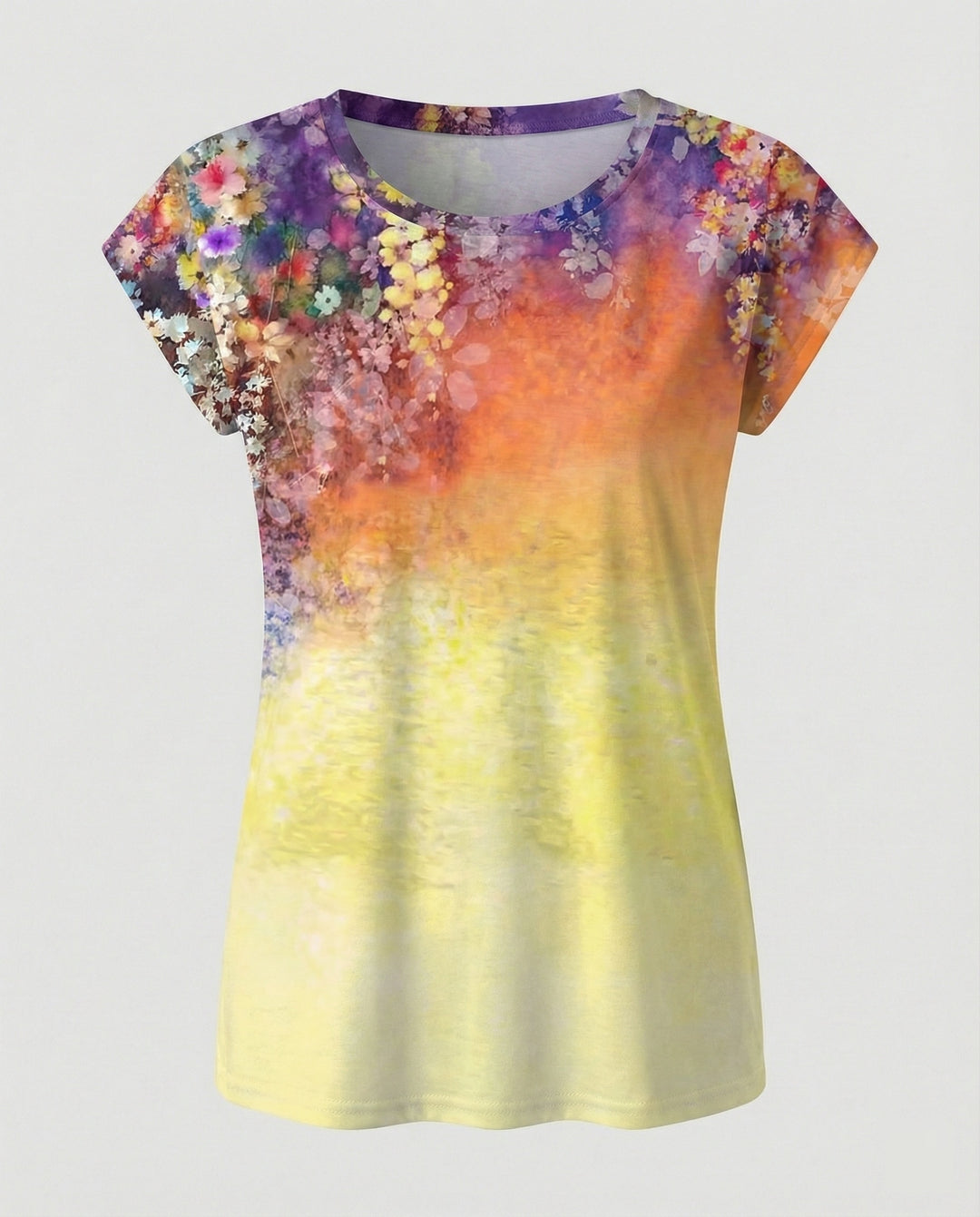 Aquarell Sommerbluse Damen Asymmetrisch