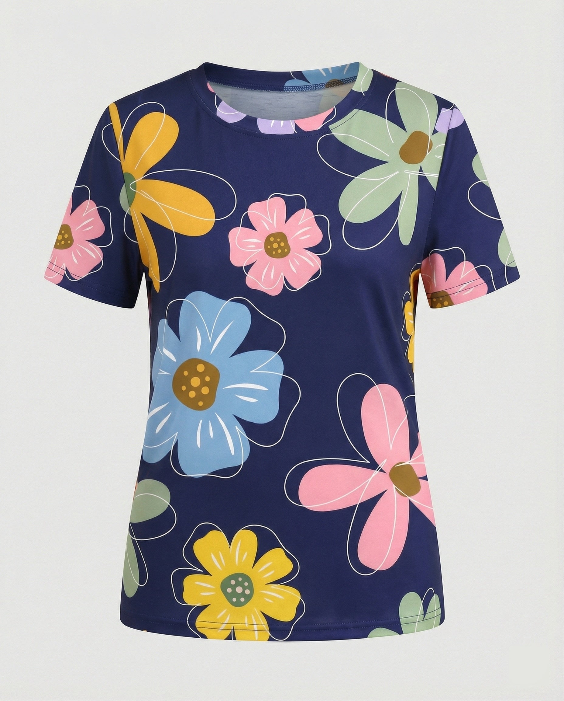 Kurzarmshirt Damen Mit Blumenprint