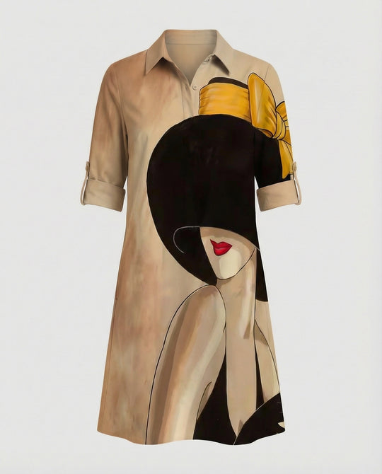 Damen Hemdblusenkleid Baumwolle Freizeit