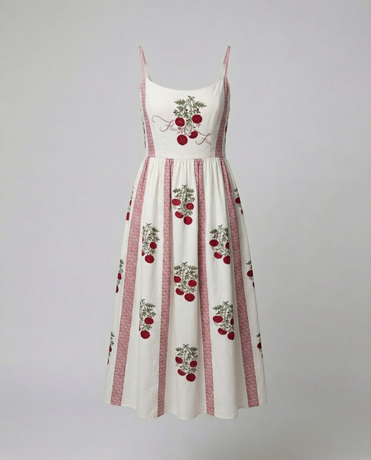 R&B | Einfarbiges Kleid mit U-Ausschnitt und Strapsen